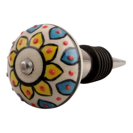 Yellow Sunflower Flower Ceramic Wine Stopper